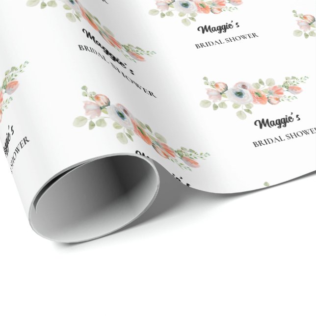 Pfirsich-Blumen-Brautstrauß  Geschenkpapier (Rolleneckpunkt)