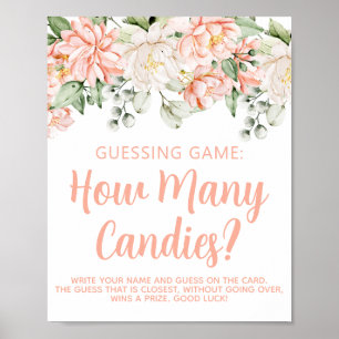 Pfirsich-Blumen-Mädchen-Baby-Shower-Ratespiel Poster