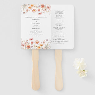 Pfirsich-Blumen-Wildblumen-Hochzeitsprogramm-Handf Fächer