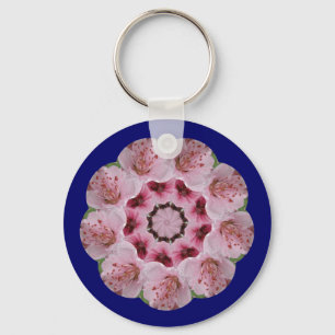 Pfirsich-Blüten-Mandala Schlüsselanhänger