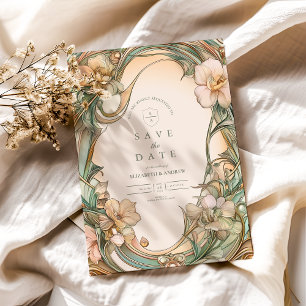Pfirsich-Creme-Bloom-Hochzeit Save The Date