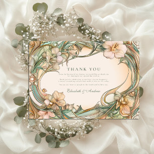 Pfirsich-Creme-Blütenhochzeit Dankeskarte