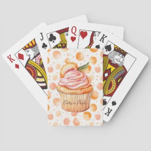 Pfirsich Cupcake Whimsical Dots   Spielkarten