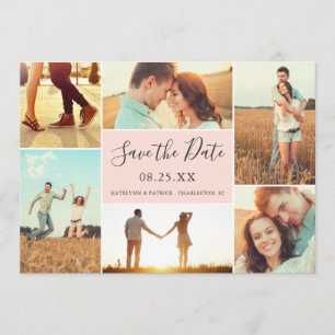 Pfirsich der Foto-Collagen-Save the Date flacher Save The Date