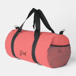 Pfirsich einfarbig trendige Pastell-Initialen Name Duffle Bag