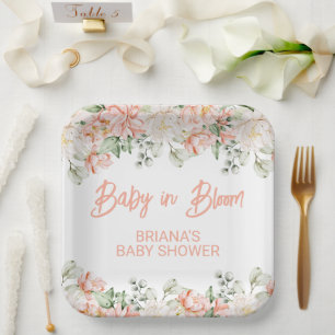 Pfirsich Elfenbein Beige Neutrale Babyparty Pappteller