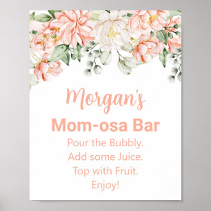 Pfirsich Erröten Elfenbein Baby Shower Mom-osa Bar Poster