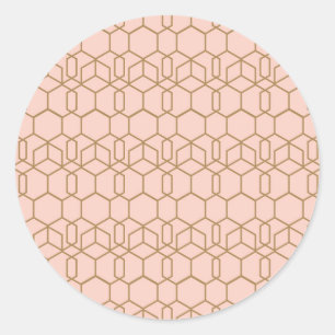 Pfirsich Erröten & Gold Moderne Boho Geometrisch G Runder Aufkleber