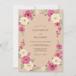 Pfirsich Exquisite Florale Hochzeit Einladung