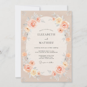 Pfirsich Exquisite Romantische Hochzeit Einladung