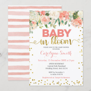 Pfirsich Floral Baby in Bloom Einladung