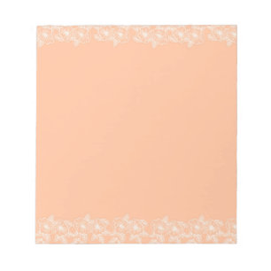 Pfirsich-Flüster-Blumenrand Anpassbar & Elegant  Notizblock