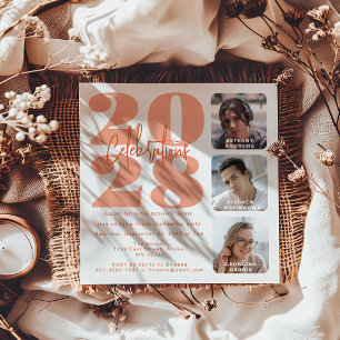 Pfirsich-Foto-Triple-Abschluss-Einladung Einladung