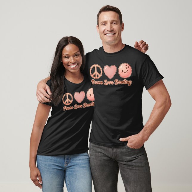 Pfirsich-Friedensliebe-Bowling-Charm T-Shirt (Unisex)
