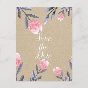 Pfirsich-Frühlings-Aquarell-Tulpen Save-the-Date-K Ankündigungspostkarte