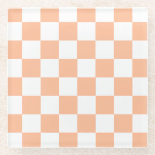 Pfirsich Fuzz Kariertes Gingham-Muster Glasuntersetzer