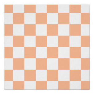 Pfirsich Fuzz Kariertes Gingham-Muster Poster