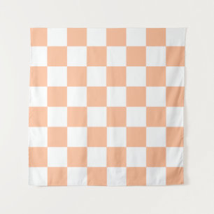 Pfirsich Fuzz Kariertes Gingham-Muster Wandteppich
