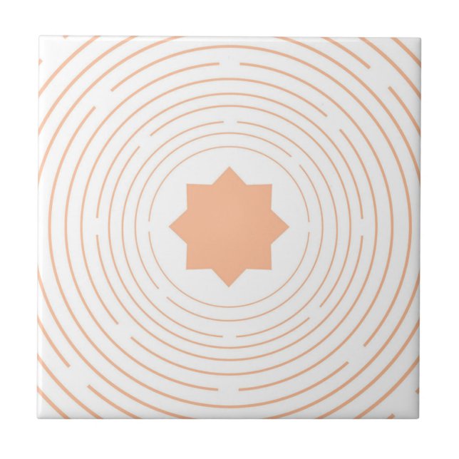 Pfirsich Fuzz Stern Kreis Islamisches Geometrische Fliese (Vorderseite)