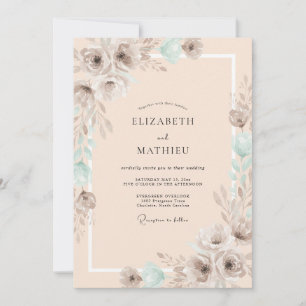 Pfirsich-Gedämpfte-Ätherische-Aquarell-Hochzeit Einladung