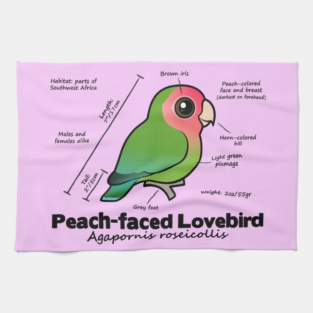 Pfirsich-gesichtige Lovebird-Statistiken Küchentuch (Horizontal)