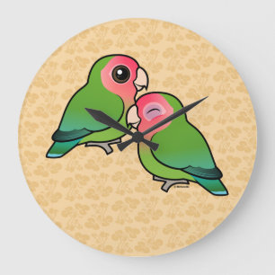 Pfirsich-gesichtiger Lovebird-entzückende Paare Große Wanduhr