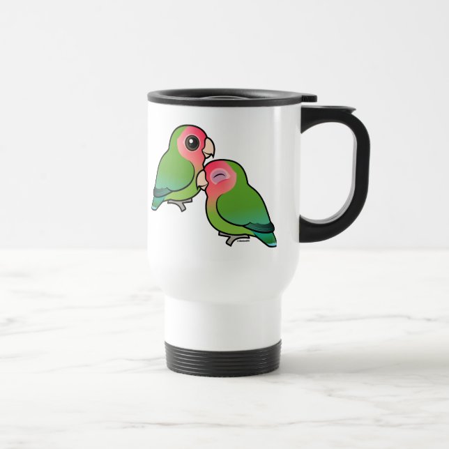 Pfirsich-gesichtiger Lovebird-entzückende Paare Reisebecher (Rechts)