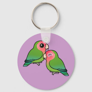 Pfirsich-gesichtiger Lovebird-entzückende Paare Schlüsselanhänger