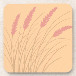 Pfirsich-Getränkeuntersetzer mit Strandgras-Design Getränkeuntersetzer