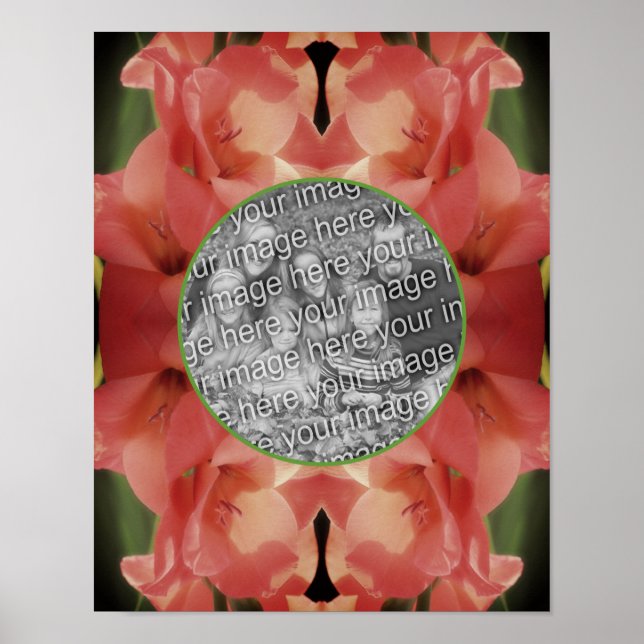 Pfirsich Gladiolus Blume Rahmen hinzufügen Ihr Fot Poster (Vorne)