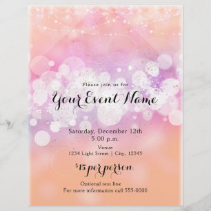 Pfirsich-Glanz-Sparkling-Lichter Glamour-Party-Eve Flyer