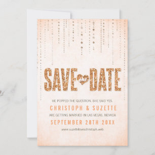 Pfirsich Glitter Look Save The Date