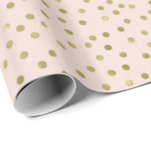 Pfirsich-Goldconfetti-Punkte Geschenkpapier