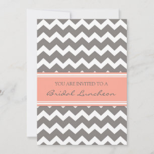 Pfirsich Gray Zickzack Bridal Lunch Einladungskart Einladung