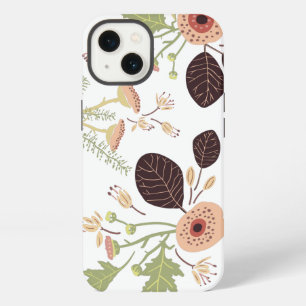 Pfirsich Grüne Geworfene Blumen Blätter iPhone Hülle