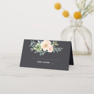 Pfirsich Grüne Marine Pastell Blumen Hochzeit Platzkarte