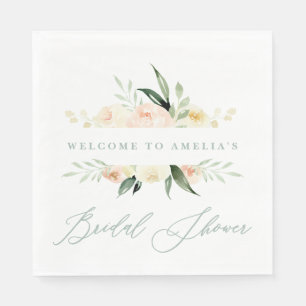 Pfirsich + grünes Brautparty Serviette