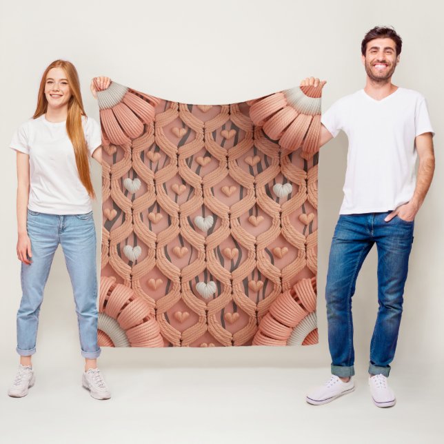 Pfirsich-Häkel-Tiger-Pattern-Wurfdecke – Cozy  Fleecedecke (Beispiel)