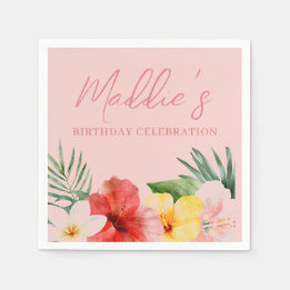 Pfirsich Hawaiian Floral Geburtstag Serviette