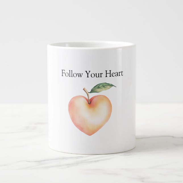 Pfirsich Herz Jumbo-Tasse (Vorderseite)