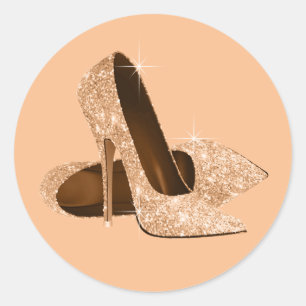 Pfirsich-High-Heel-Schuh-Aufkleber Runder Aufkleber