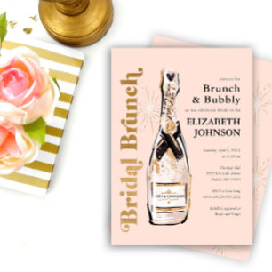 Pfirsich-Hochzeitsbrunch- und Sektparty-Einladung Einladung