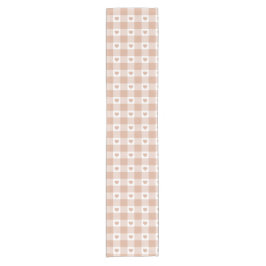 Pfirsich-Kariert-Herz-Gingham-Retro-Farb-Tischläuf Kurzer Tischläufer