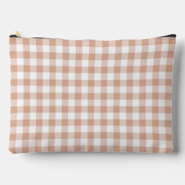 Pfirsich-Karierter Gingham Retro-Farbe Zubehörtasche