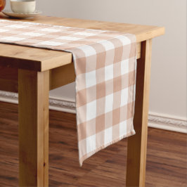 Pfirsich-Karo-Gingham-Retro-Farb-Tischläufer Kurzer Tischläufer