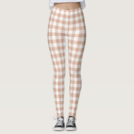 Pfirsich-Karo-Gingham-Retrofarbe Leggings