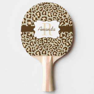 Pfirsich-Klingeln Pong Paddel Leopard-Browns TAN Tischtennis Schläger