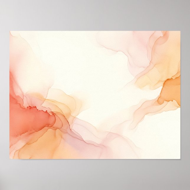 Pfirsich-Korallen-Fluid-Diffusions-Abstrakt-Poster Poster (Vorne)