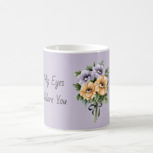 Pfirsich Lila Blumen Meine Augen Lieben Dich Kaffeetasse