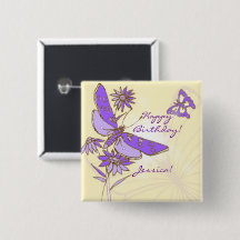 Pfirsich-lila Schmetterlings-Knopf